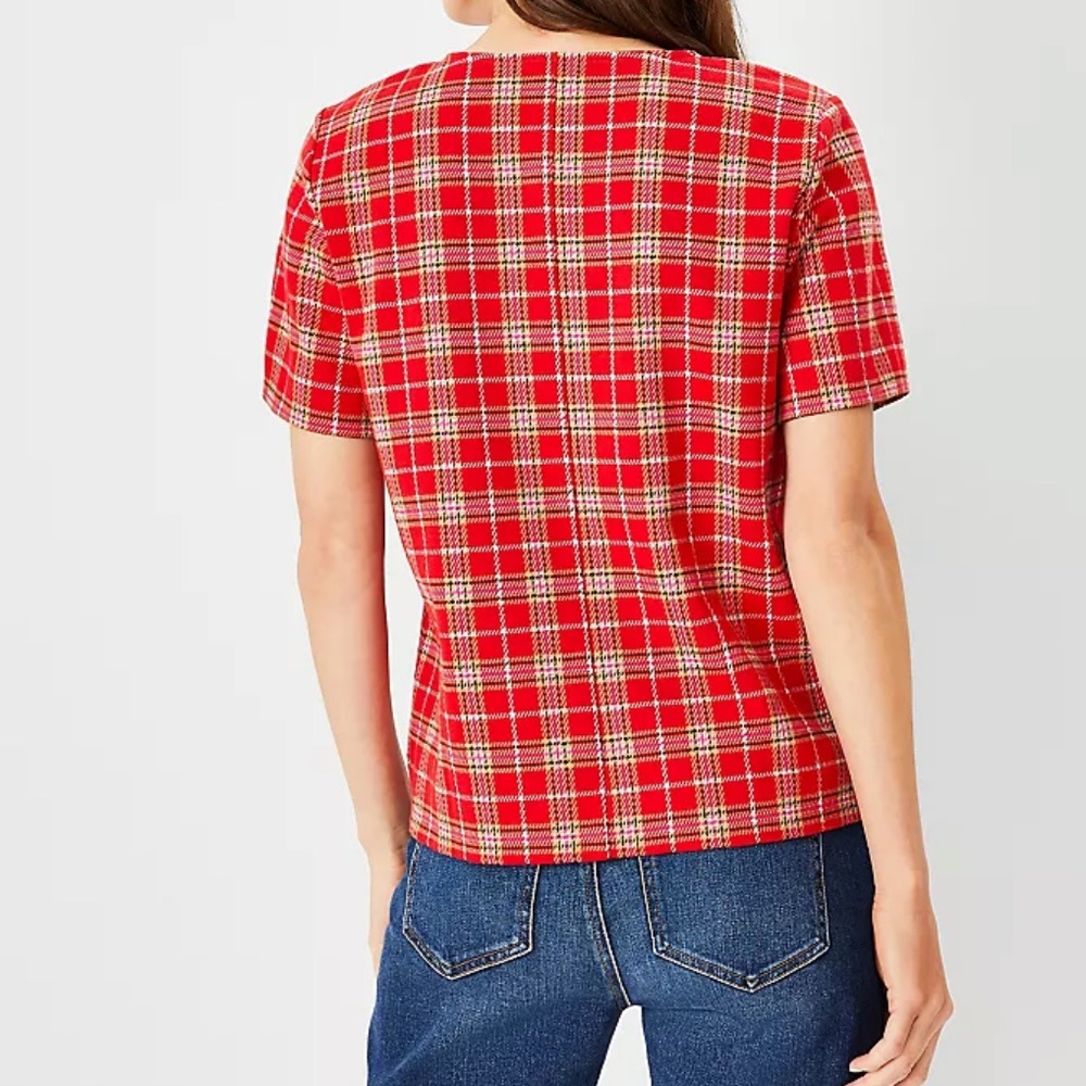 Plaid Knit Top Size M - Picture 2 of 9
